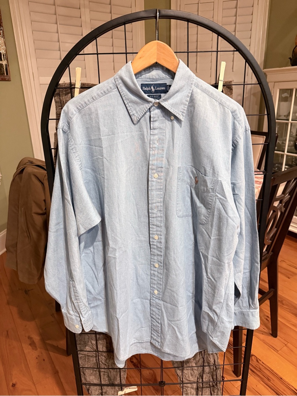 Ralph Lauren Big Shirt Men’s M Blue 100% Cotton Oversized Vintage Polo